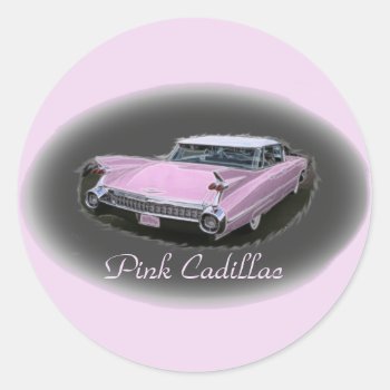 Pink Cadillac Flash Classic Round Sticker by Rosemariesw at Zazzle