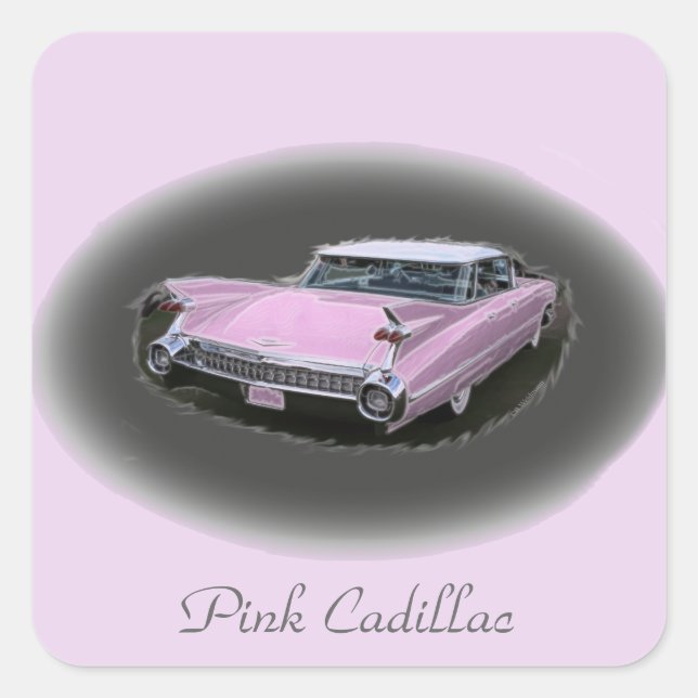 Pink Cadillac Flash Square Sticker (Front)