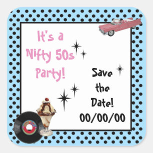 Pink Cadillac Save-the-Date Sticker