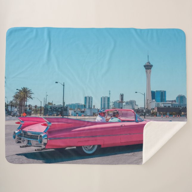 PINK CADILLAC SHERPA BLANKET (Front (Horizontal))