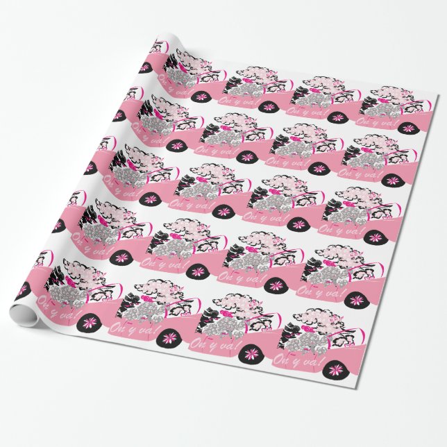 Pink Cadillac Wrapping Paper (Unrolled)