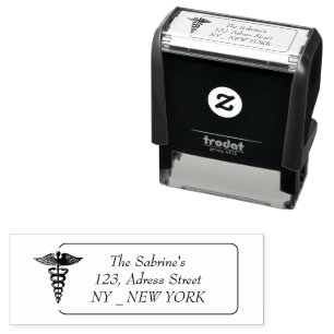 Pink caduceus Stethoscope Nurse Graduation address Self-inking Stamp