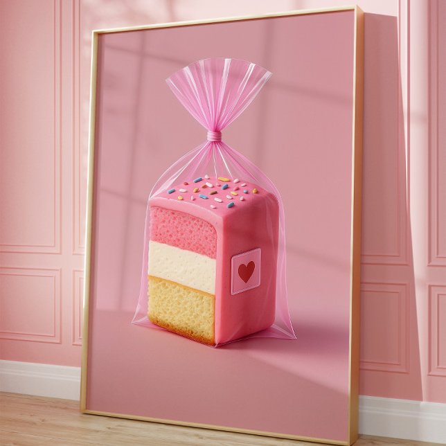 Pink Cake Art Print, Cute Pastel Wall Bakery Poster (Cake art)