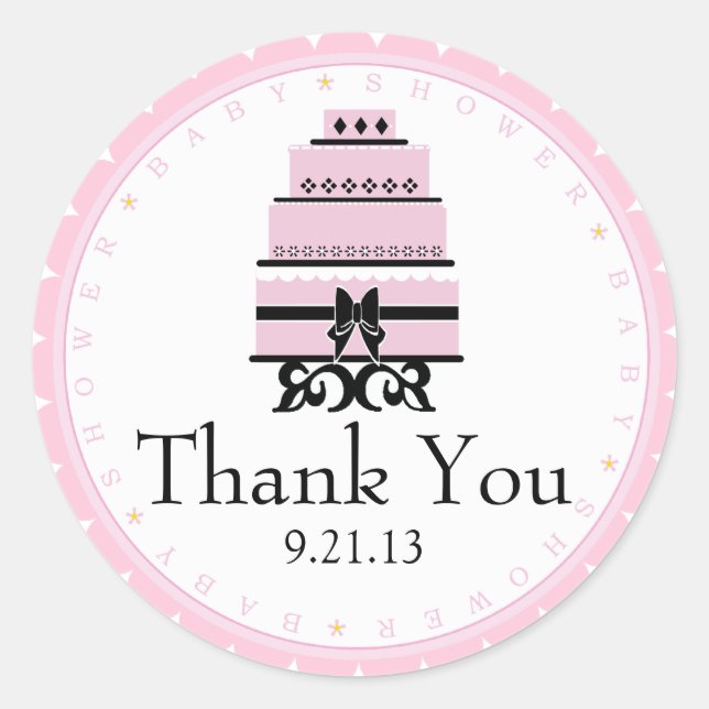 Pink Cake-Baby Shower Classic Round Sticker (Front)