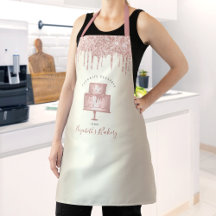 Pink Cake Bakery Chef Glitter Drips Script Gold