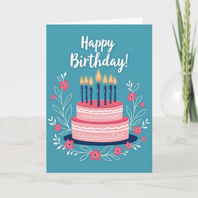 Pink Cake Birthday Art Card (Front)
