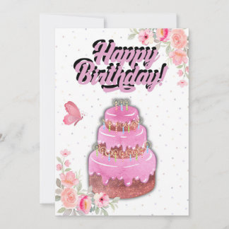 Pink Cake Birthday Card