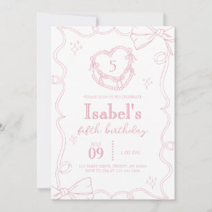 Pink Cake Bow Birthday Invitation