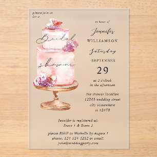Pink Cake Bridal Shower Acrylic Invitations