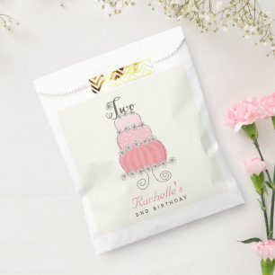 Pink Cake Daisies Chic Two Girl 2nd Birthday Party Favor Bag
