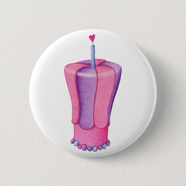 Pink Cake Heart Button (Front)
