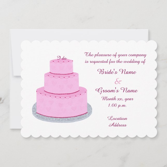 Pink Cake Hearts Custom Wedding Invitations (Front)