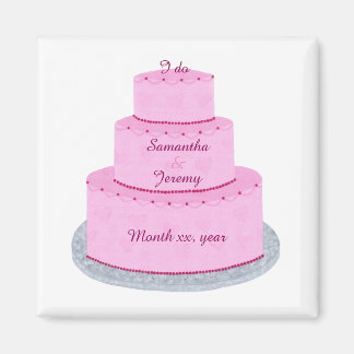 Pink Cake Hearts Personalized Save date Magnets