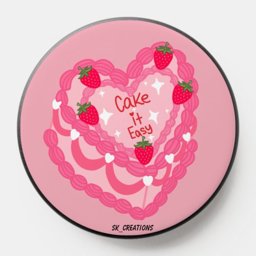 Pink Cake It Easy Vintage Heart Cake_Baby Pink PopSocket