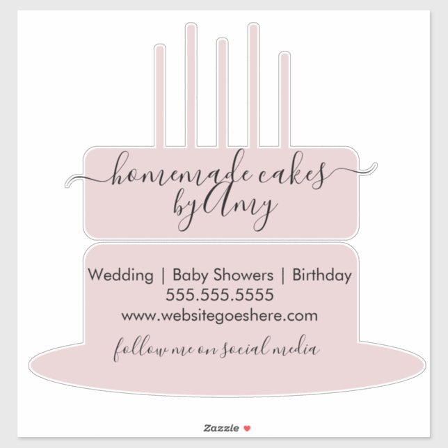 Pink Cake Logo Bakery Business Marketing Car Decal (Sheet)