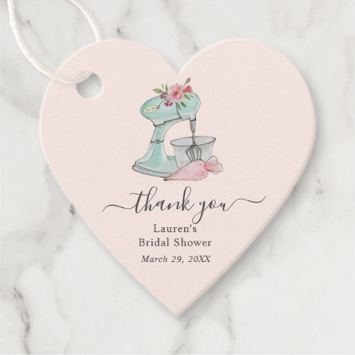 Pink Cake mixer Bridal Shower Heart Thank you  Favor Tags