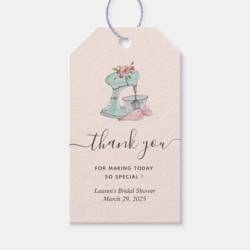 Pink Cake mixer Bridal Shower Thank you  Gift Tags