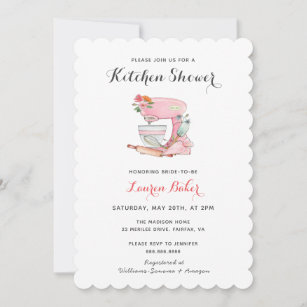 Pink Cake mixer Kitchen Bridal shower Invitation