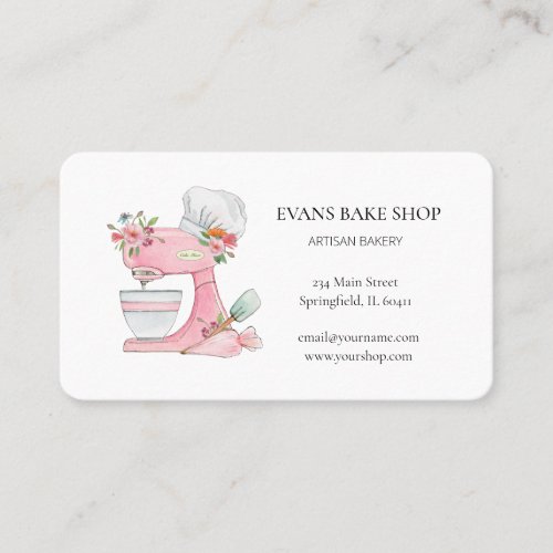 Pink Cake mixer logo Bakery  Business Card