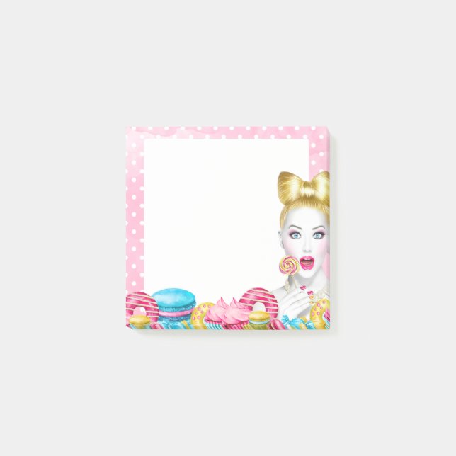 Pink Cake Notes Cute Bakery Office Memo (Front)