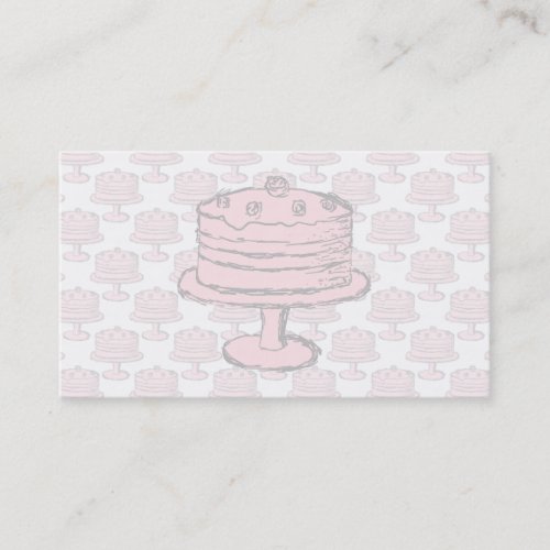 Pink Cake on Pink Cake Pattern. Business Card Template