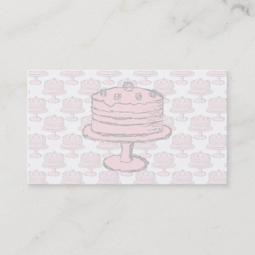 Customizable Pink Cake on Pink Cake Pattern. Business Card Template