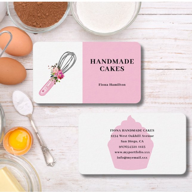 Pink Cake Pastry Chef Bakery Business Card (Creator Uploaded)