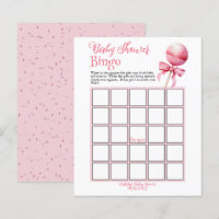 Pink Cake Pop Baby Shower Bingo Game
