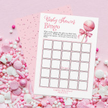 Pink Cake Pop Baby Shower Bingo Game Invitation