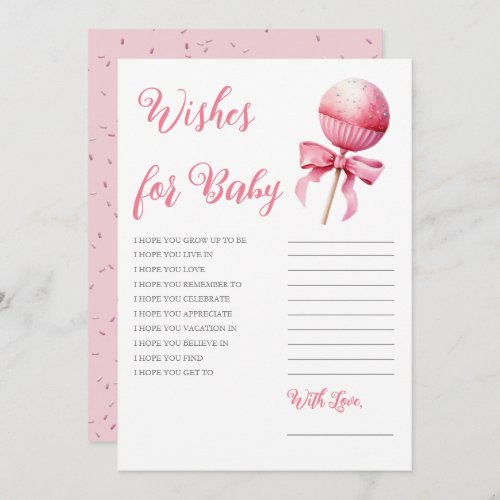 Pink Cake Pop Girl Baby Shower Wishes for Baby Invitation