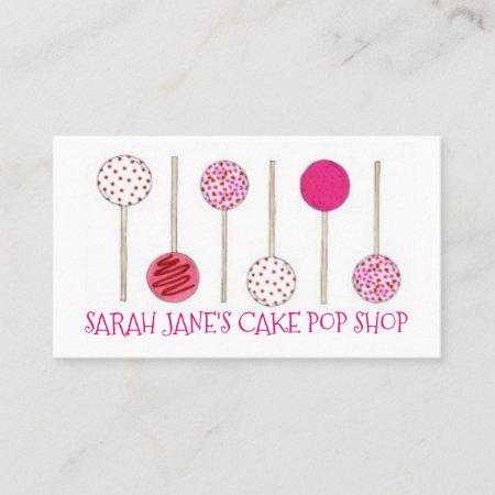 Pink Cake Pops Bakery Bake Shop Baking Pastry Food Business Card