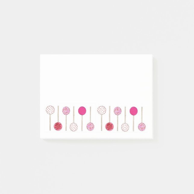 Pink Cake Pops Foodie Dessert Love Bakery Post-it Notes (Front)