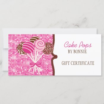 Pink Cake Pops : Gift Certificate by luckygirl12776 at Zazzle