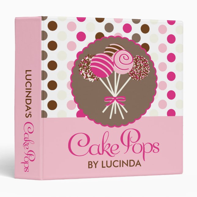 Pink Cake Pops Recipe Binder (Front/Spine)