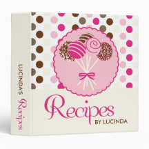 Pink Cake Pops Recipe Binder (ivory)