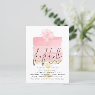 Pink Cake Script Overlay 50th Birthday Invitation Postcard