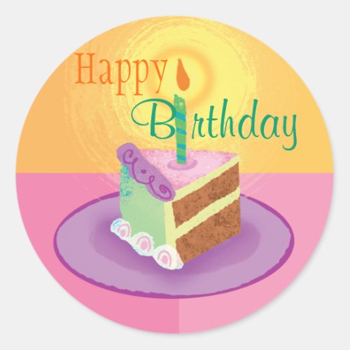 Pink Cake Slice Sticker