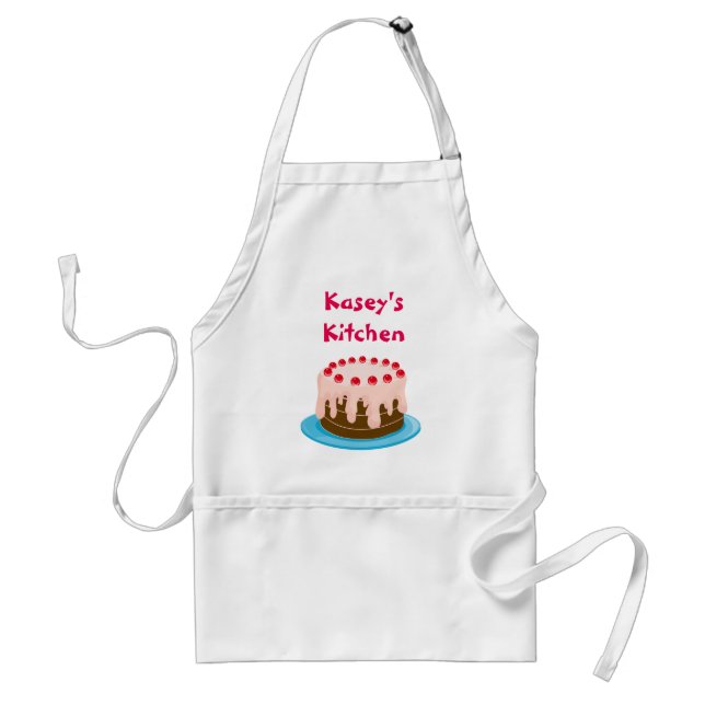 Pink Cake with Cherries Custom Adult Apron (Front)