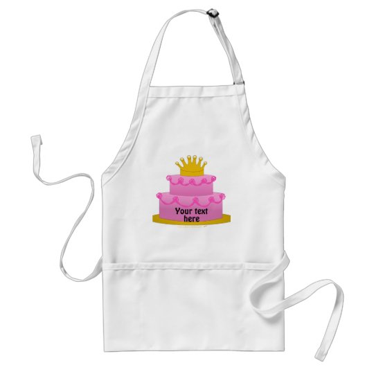 Pink Cake With Crown Birthday Adult Apron