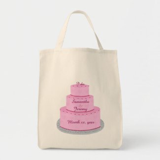 Pink Cake with Hearts Personalized Bride Bags