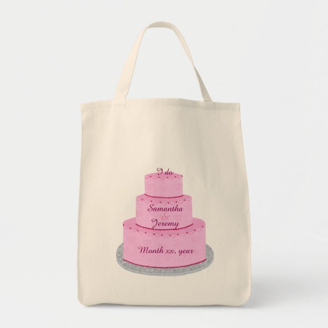 Pink Cake with Hearts Personalized Bride Bags (Front)