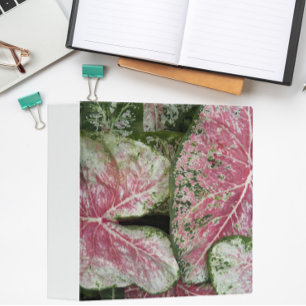 Pink Caladium Leaves Floral 3 Ring Binder