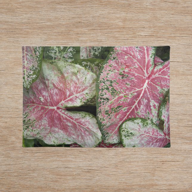 Pink Caladium Leaves Floral Cloth Placemat (In Situ Table)