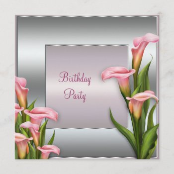 Pink Calla Lily Birthday Party Invitation Template by decembermorning at Zazzle