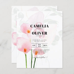 Pink Calla Lily Floral Wedding QRCode RSVP Details