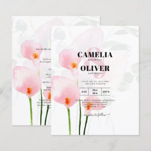 Pink Calla Lily Floral Wedding QRCode RSVP Details