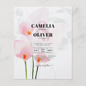 Pink Calla Lily Floral Wedding QRCode RSVP Details Flyer