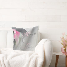 Pink Calla Lily Flourish Wedding Throw Pillow