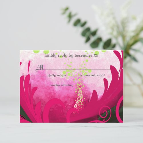 Pink Calla Lily Flower Wedding RSVP Invitation