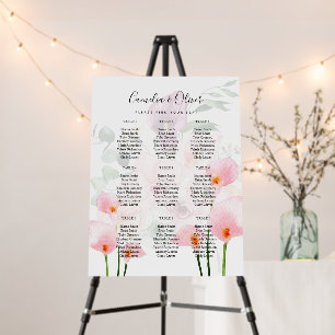 Pink Calla Lily SEATING CHART 9 Table Foam Board